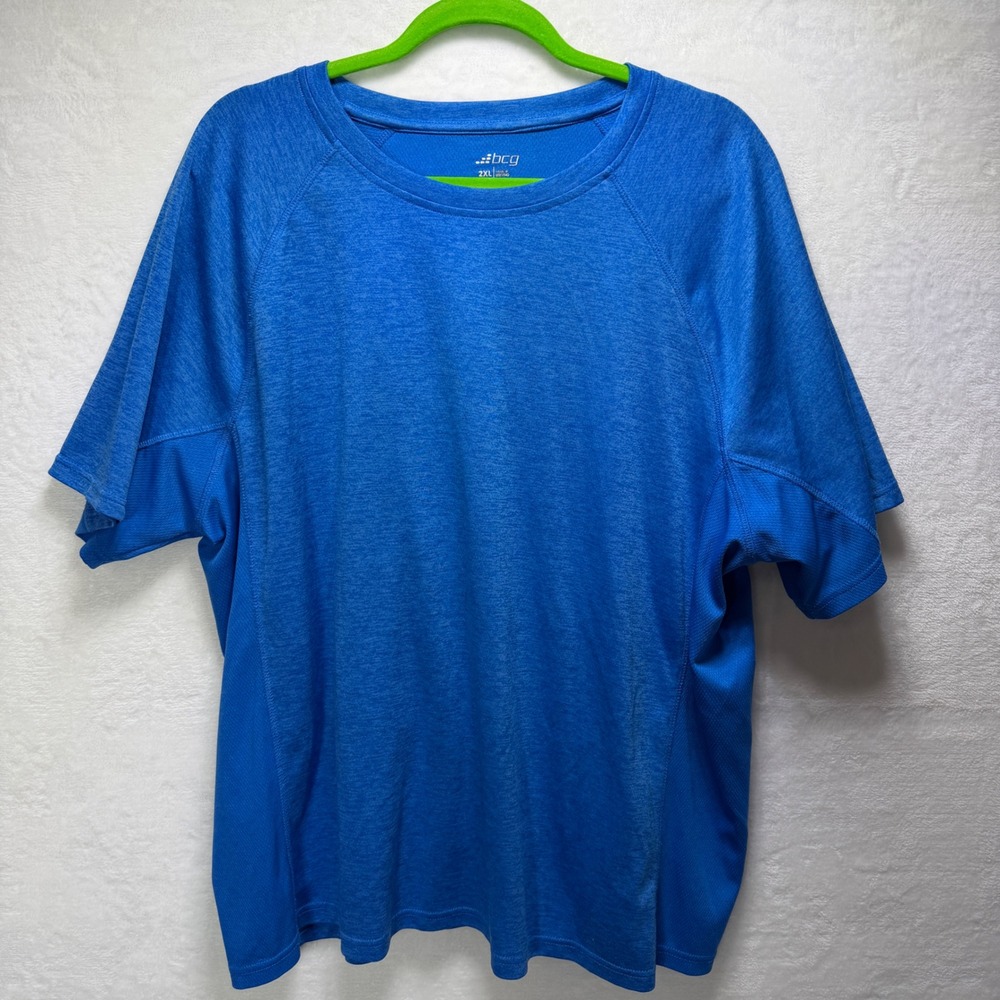 BCG Mens Activewear T-Shirt Royal Blue Textured Knit Short Sleeve Size 2XL